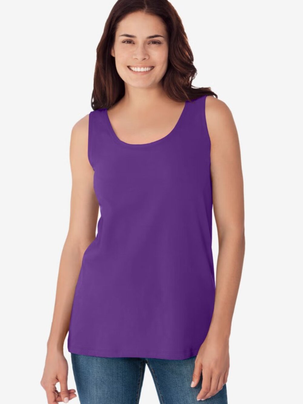 Woman Within dark Purple Ribbed Tank Top stretchy size 3X 30/32